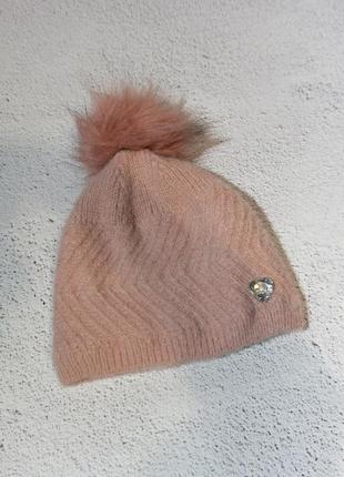 Зимова шапка на флісі на дівчинку2 фото