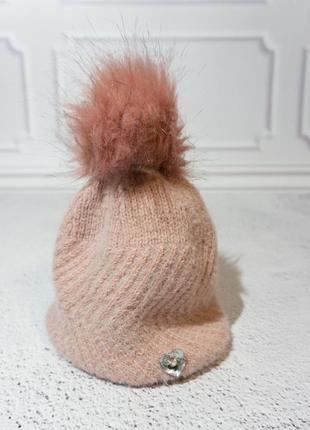 Зимова шапка на флісі на дівчинку1 фото