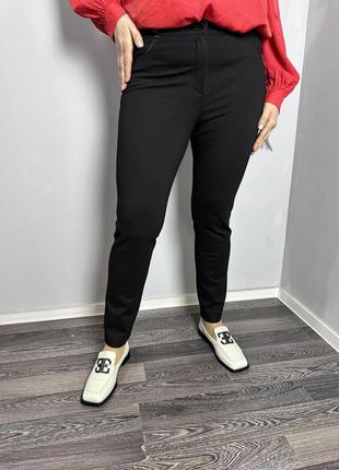 Женские классические брюки прямые черные на флисе большого размера modna kazka mkjl10010-278 фото