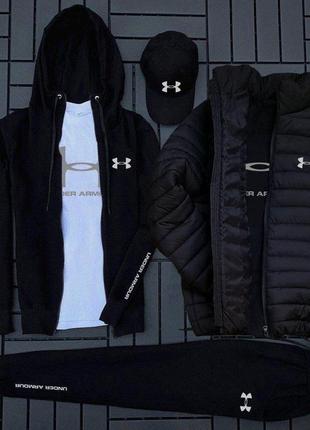Зимний спортивный костюм the north face 5в1: куртка + кофта + штаны + футболка + кепка4 фото