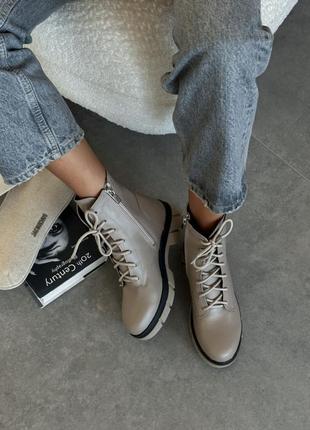 Кожаные женские ботинки ботинки из натуральной кожи на зиму7 фото
