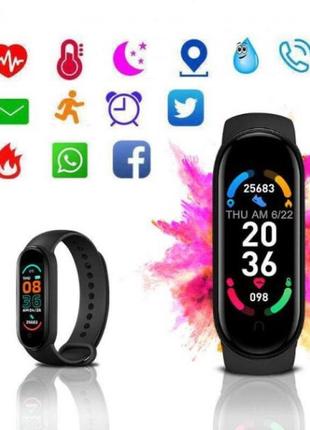 Фитнес браслет fitpro smart band m6 (смарт часы, пульсоксиметр, пульс). цвет: черный5 фото