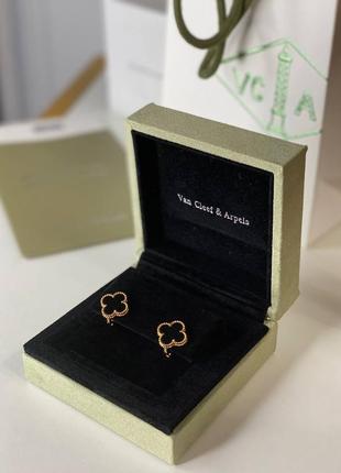 Серебряные брендовые серьги в стиле vca van cleef