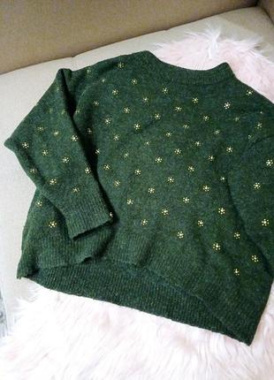 Теплый свитер mango зеленого цвета