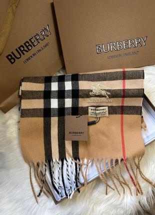 Шарф burberry новий класичний в клітинку довгий в коробці кашемір шовк