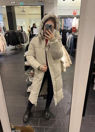 Теплая длинная куртка pull & bear