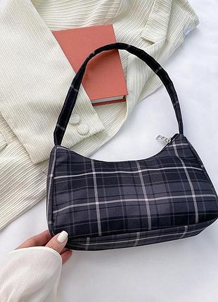 Текстильная сумочка багет в клетку