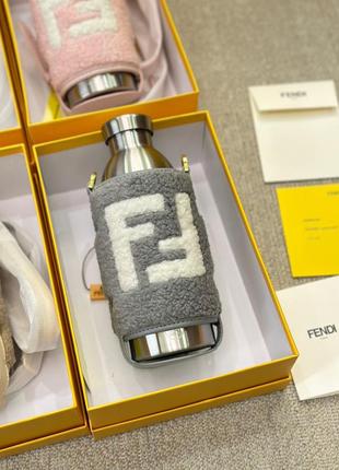 Термос fendi коричневый розовый белый серый бутылка9 фото