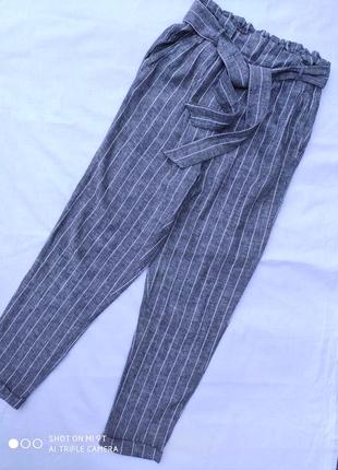 Крутые вискозные  брюки с высокой посадкой и завязками на талии раз.м4 фото