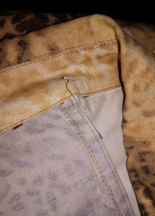 Джинсовка-джинсовая,стрейч,куртка-жакет в леопардовый принт,большого14-18размера8 фото