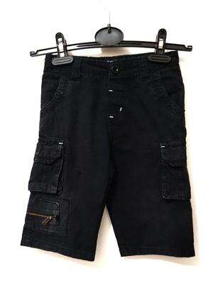 Rebel котоновые шорты удлинённые чёрные на мальчика 4-5-6лет карго на лето в поясе резинка
