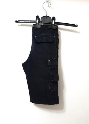 Rebel котоновые шорты чёрные на мальчика 3-4-5лет средняя длина на лето резинка в поясе8 фото