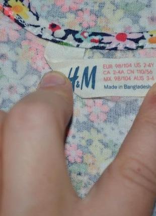 2 - 4 года 104 см h&m натуральное модное платье сарафан туника для принцессы цветочки5 фото