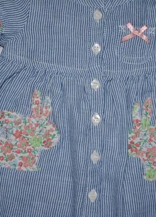 3 - 6 месяцев next некст обалденное платье сарафан для малышки джинсовый кролики3 фото