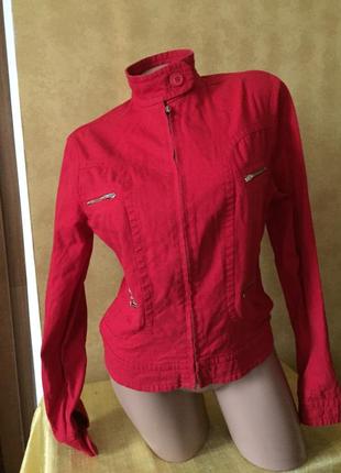 Стильная красная куртка на молнии / жакет/ пиджак / кофта