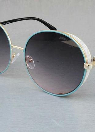 Окуляри в стилі jimmy choo жіночі сонцезахисні окуляри великі з градієнтом темно сірі з блакитним2 фото