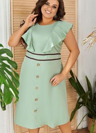 Модное короткое платье цвета фисташка