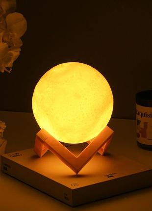 Світильник міні нічник на батарейках magic 3d moon lamp warm white