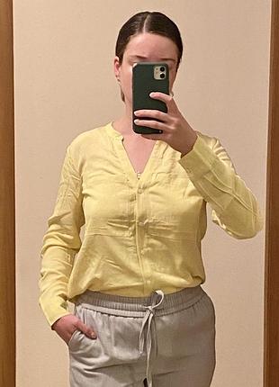 Блуза ділова, сорочка reserved, віскоза, жовтий, оверсайз oversized, р. 34, 36, 38