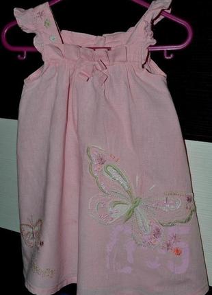 9 - 12 місяців ріст 80 см сарафан туніка натуральний з метеликами next некст