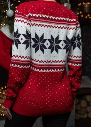 Свитер женский теплый star шерстяная красный кофта новогодняя женская зимняя5 фото