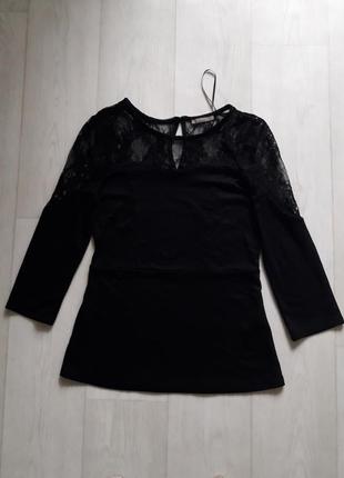 Блуза блузка з баскою та мереживом orsay h&m s