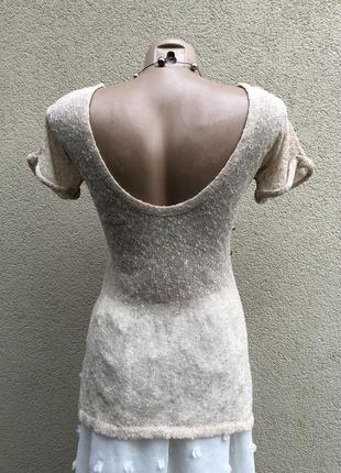 Вязанная,трикотаж люрекс,футболка(блузка,кофточка открытой спиной,золотой люрекс