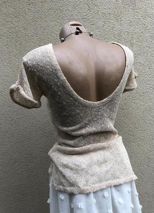 Вязанная,трикотаж люрекс,футболка(блузка,кофточка открытой спиной,золотой люрекс