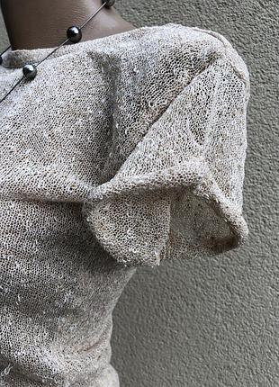 Вязанная,трикотаж люрекс,футболка(блузка,кофточка открытой спиной,золотой люрекс