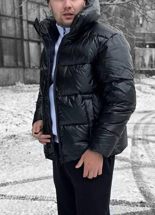 Куртка мужская лаке зимняя до -20°с короткая kzvl черная пуховик мужской стеганый на зиму3 фото