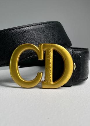 Ремешок кожаный christian dior leather belt black/gold3 фото