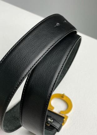 Ремешок кожаный christian dior leather belt black/gold5 фото