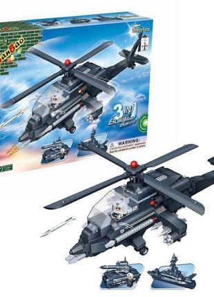 Конструктор 3в1 "захистники", вертоліт, танк і крейсер і фігурку персонажа 295 елементів
