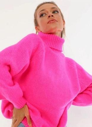 Малиновый объемный свитер гольф no brand1 фото