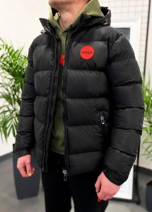 Мужская зимняя куртка черная hugo1 фото