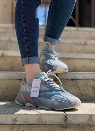 Шикарные женские кроссовки adidas yeezy 700 blue в синем цвете (36-40)5 фото