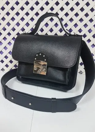 Сумка женская "Бианка" натуральная кожа, черная "портофино"