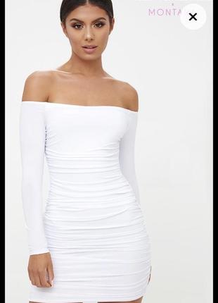 Белое платье бондажное s- м-л missguided