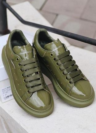 Alexander mcqueen olive patent лакированные женские кроссовки (36-42)