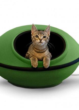 Лежак-домик с электроподогревом для котов k&h thermo-mod dream pod 56х56х29 см зеленый (655199053827)1 фото