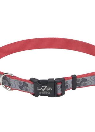 Светоотражающий ошейник для собак coastal lazer brite reflective collar 1.6х30-46см красный с косточками
