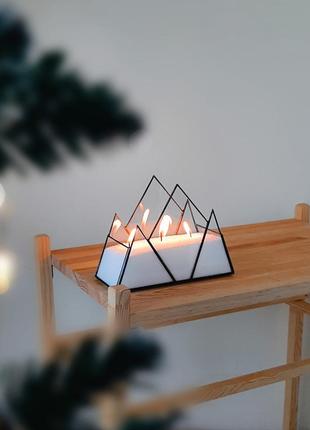 Підсвічник із насипною свічкою гори. підсвічник зі скла у формі гір. колба для насипної свічки віск у комплекті1 фото