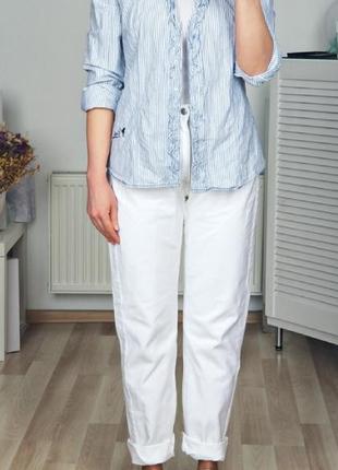 Стильная,натуральная рубашка в полоску,нежный голубой цвет3 фото