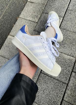 Женские кроссовки adidas superstar white blue 36-37-38-39-40-411 фото