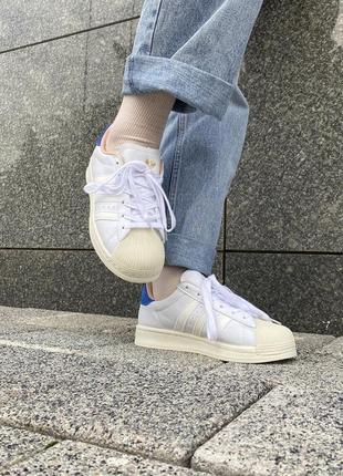 Женские кроссовки adidas superstar white blue 36-37-38-39-40-415 фото