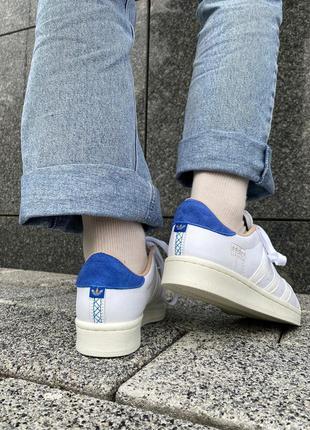 Мужские кроссовки adidas superstar white blue 40-41-42-43-44-458 фото