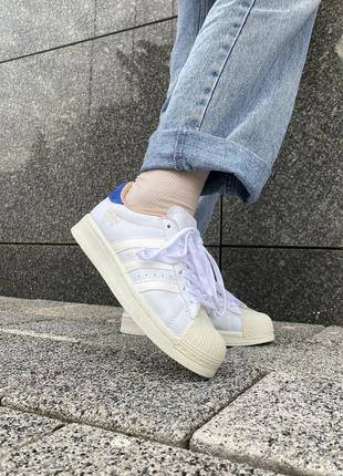 Мужские кроссовки adidas superstar white blue 40-41-42-43-44-456 фото