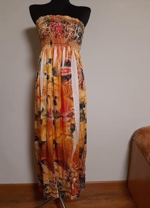 Длинное платье в пол с цветочным принтом1 фото