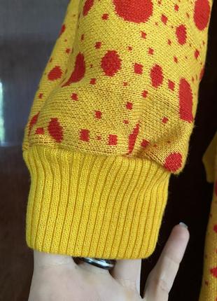 Новое шерстяное яркое тёплое платье модное в горох  с бантом поясом и воротником ш2 фото