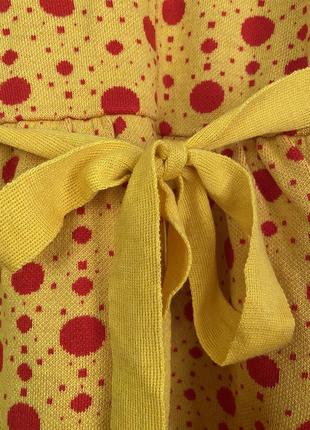 Новое шерстяное яркое тёплое платье модное в горох  с бантом поясом и воротником ш7 фото